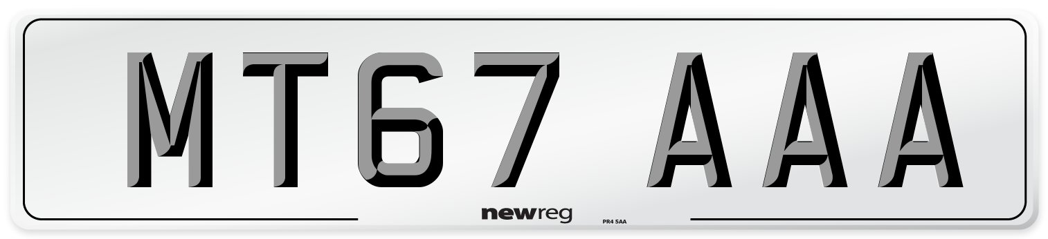 MT67 AAA Number Plate from New Reg